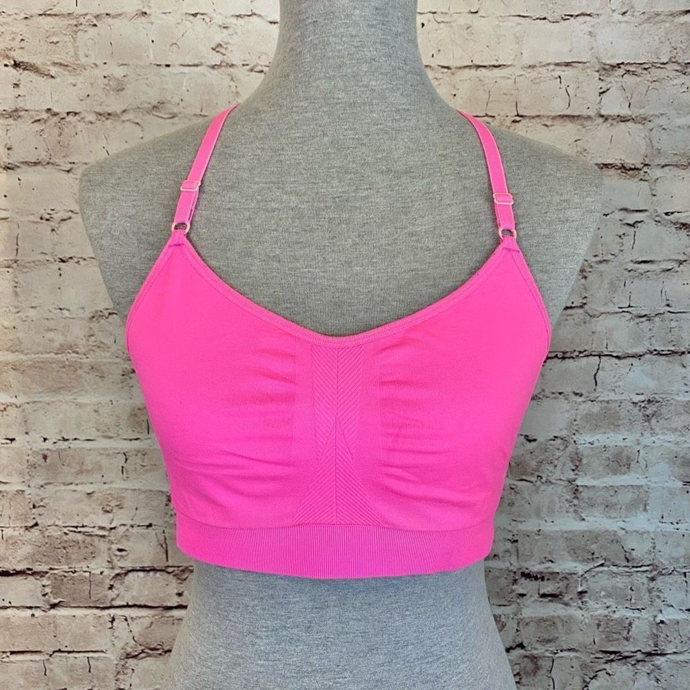 VSX Victoria’s Secret Sports Bra Pink Racerback Low Medium Impact Size Large